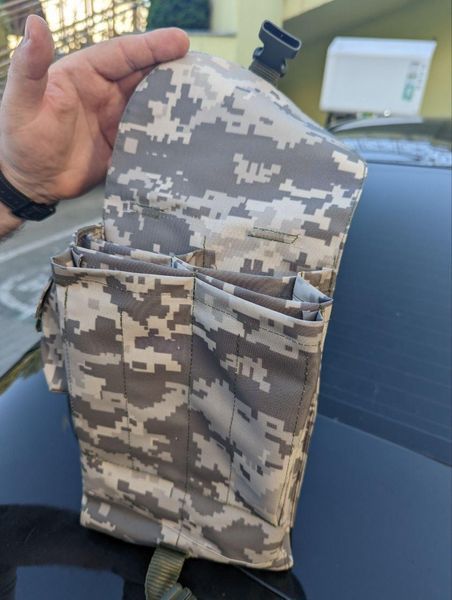 Підсумок подвійний для РПК та АК з кріпленням моллі (Molle), підсумок на 4 магазини на пояс рпс піксель Kreminna 1656890564 фото