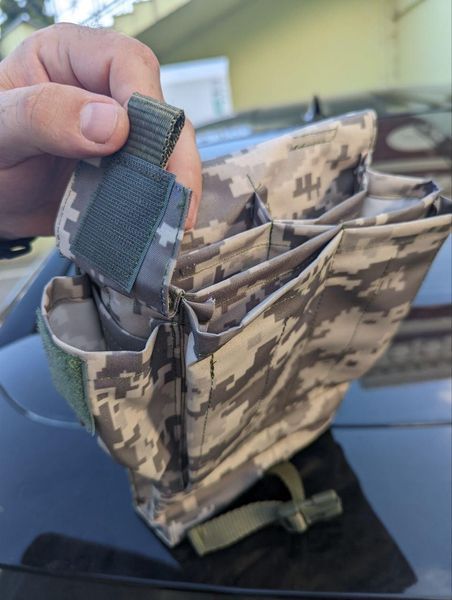 Підсумок подвійний для РПК та АК з кріпленням моллі (Molle), підсумок на 4 магазини на пояс рпс піксель Kreminna 1656890564 фото